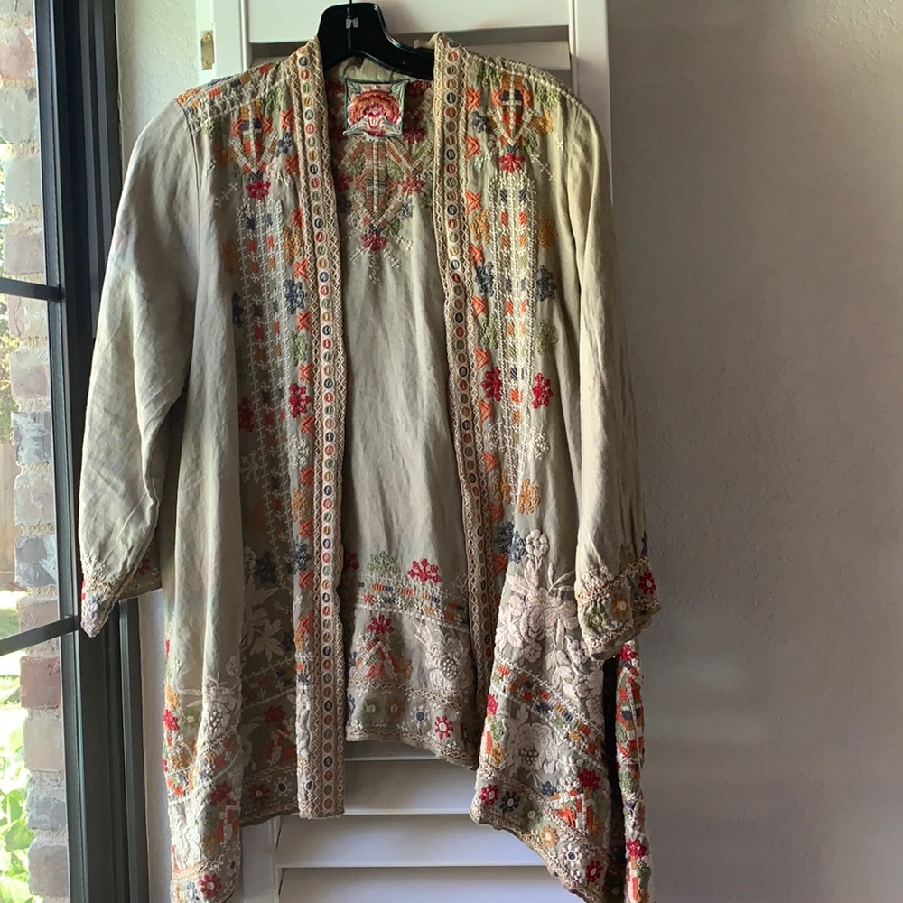 Johnny Was Open Cardigan Army Green